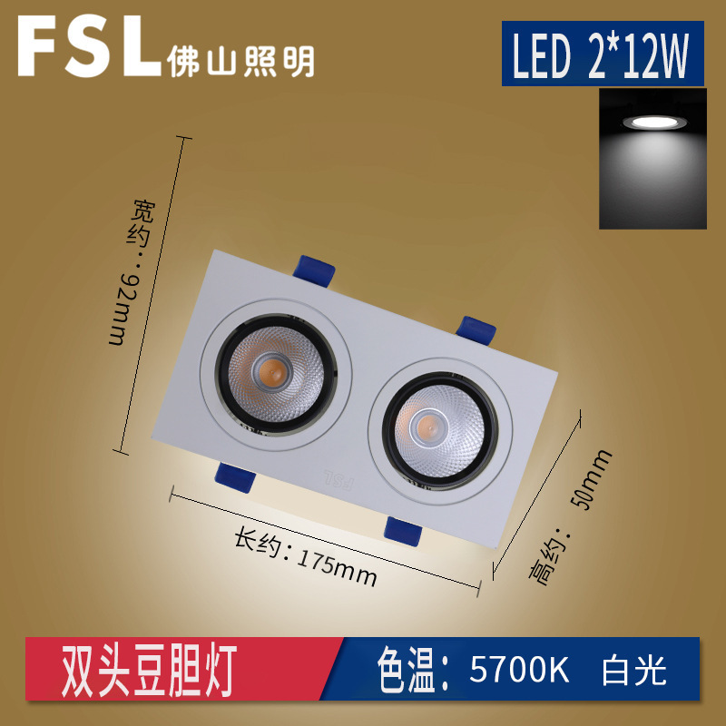 FSL Foshan iluminación led proyector de doble cabeza COB rejilla cubo lámpara incrustado en tienda de ropa salón pasillo lámpara