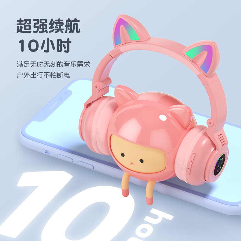 代発新型かわいいマカロン猫耳bluetoothイヤホン無線スポーツゲームイヤホンはアンドロイドに適している|undefined