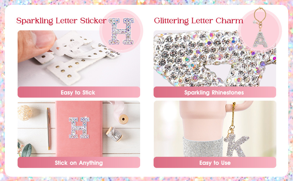 initial monogram glittering shining diamond letter charms