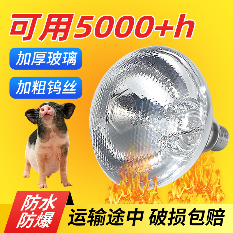 Insulation Lamp for Farm, 100 Watts of Rutin, Chickens, Broodings, Pig Warm Baking Lamp, Pig Farm Heating and Heating Equipment