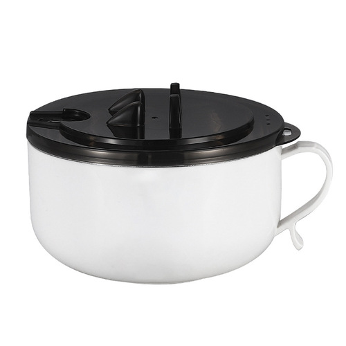 Dog instant noodle bowl cute stainless steel lunch box with lid for student dormitory drainable instant noodles large capacity rice bowl box