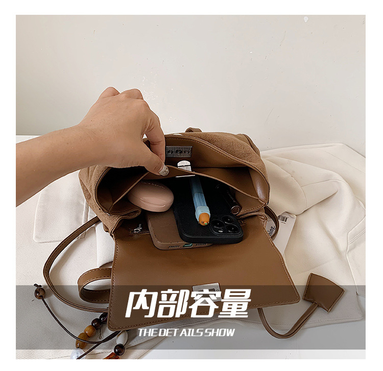 Suede Buckle Flap Convertible Handle Satchel Bag 27