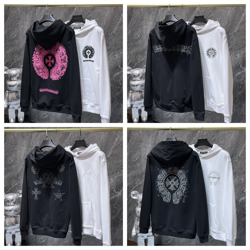Chrome Heart25 New Chrome Correct Version Hooded Sweatshirt European and American Street Hip-Hop Same Style for Men and Women