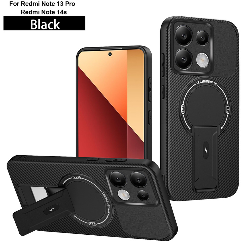 新款适用于小米POCO F7品盾碳纤维纹磁吸手机壳红米15C支架保护套|undefined
