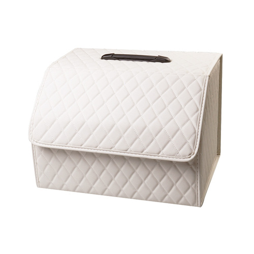 High-end Lingge car storage box trunk folding storage box high-end leather car storage box artifact