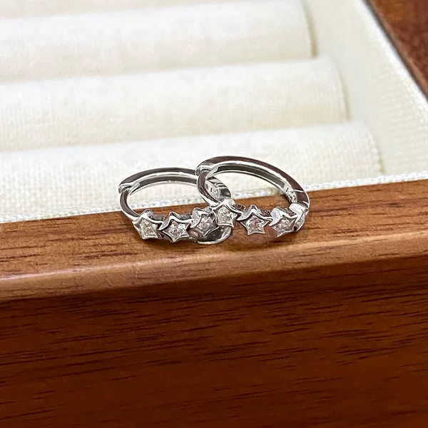 Cross-Border Popular S925 Sterling Silver Star Diamond Geometric Earrings Sweet and Exquisite Normcore Niche Versatile Earrings for Women