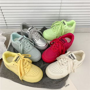 2024 New Spring and Summer Low Breathable White Shoes Women's Korean-style All-match Harajuku Rose Red Sneakers Women's Internet Celebrity Live Shoes