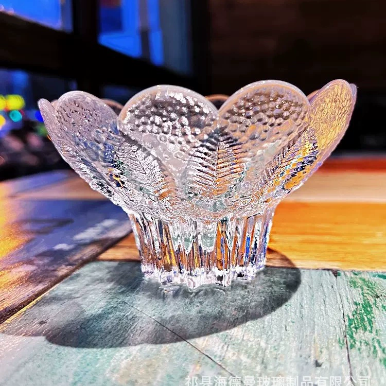 Немецкая средневековая хрустальная стеклянная фруктовая тарелка листья с росой Десерт миска подсвечник мини салат хрустальная тарелка