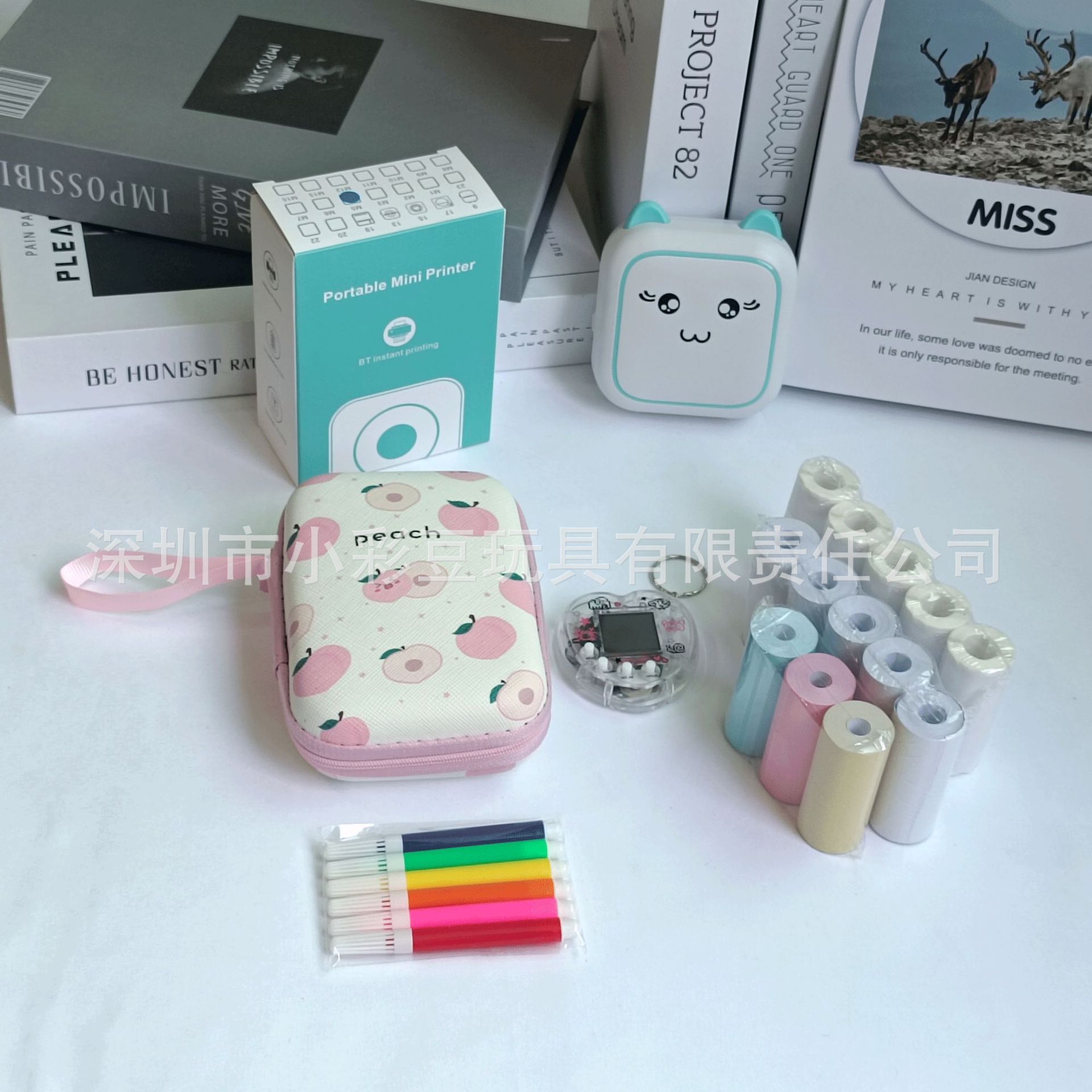 M5 블루 + 감열지 5개 + 접착지 5개 + 색종이 3개 + 색펜 + 가방 + 전자 애완동물