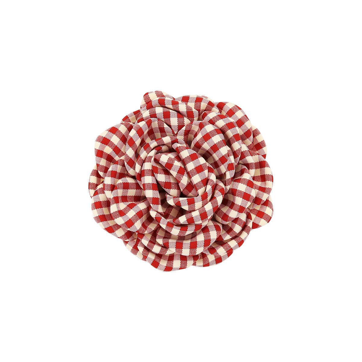 Chanel-style Plaid Fabric Flower Brooch For Autumn And Winter_voghion.com