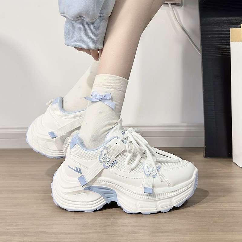 回力白蓝蝴蝶老爹鞋女2025爆款时尚百搭轻便学生鞋子厚底运动鞋女|undefined
