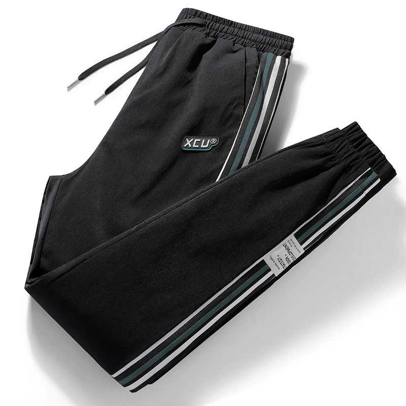 Зимние пуховые брюки трансграничные приливные бренды большого размера в полоску повседневные брюки мужские толстые теплые 90 белые утиные брюки