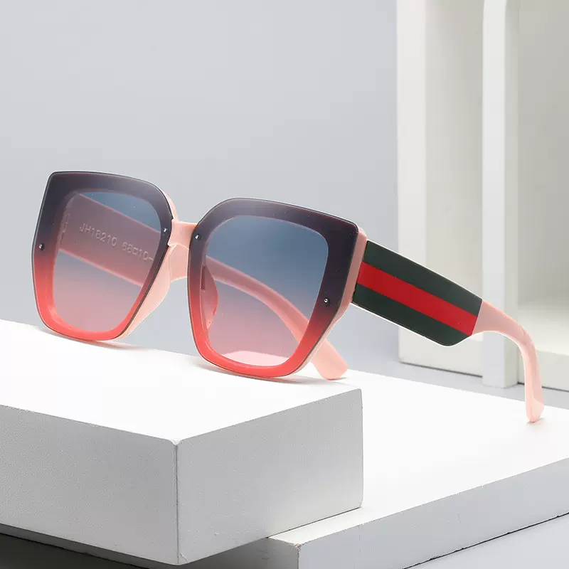 新款跨境时尚不规则大框太阳镜欧美个性拼接撞色网红街拍百搭墨镜