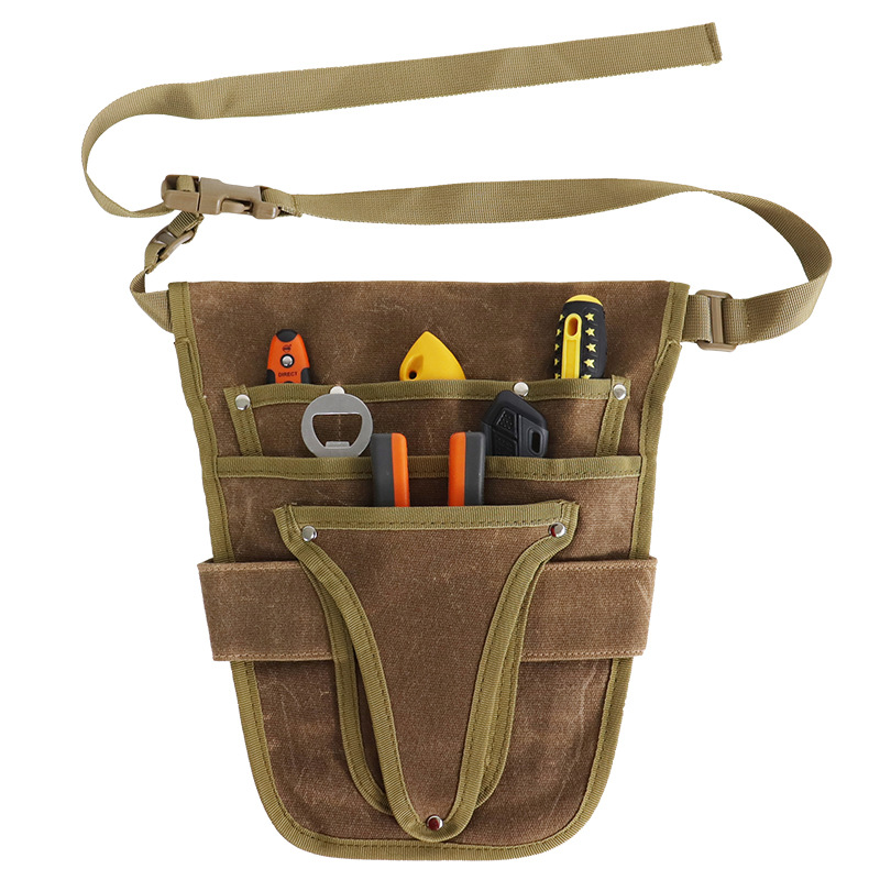 Riñonera de lona gruesa de Amazon transfronteriza, recoger tijeras, herramientas, ropa de trabajo de jardinería, bolsa de almacenamiento, cintura de cera, media longitud