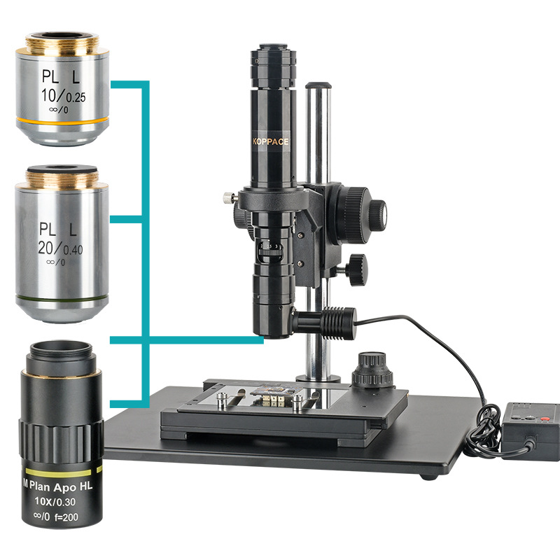 批发63X-4000X同轴光显微镜配10X/20X金相显微镜物镜精度0.002mm