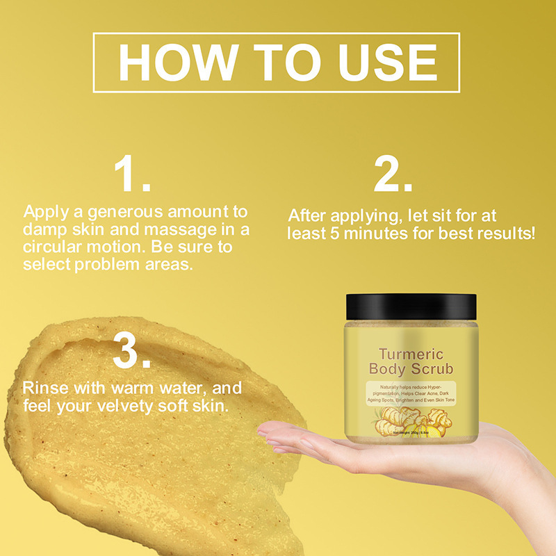 跨境姜黄磨砂膏现货身体面部护理清洁黑色素去角质Turmeric scrub|undefined