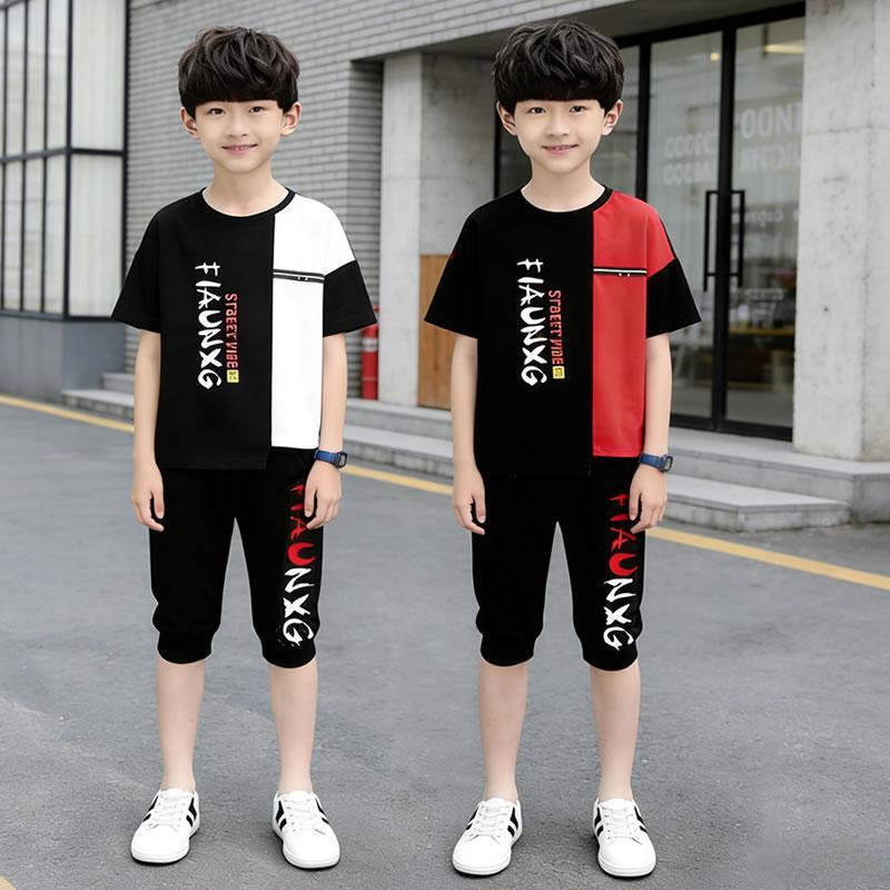Children's Clothing Boys' Summer Outfit 2026 New Style for Older Boys Summer Short-Sleeve T-Shirt Two-Piece Set Korean Style Trendy