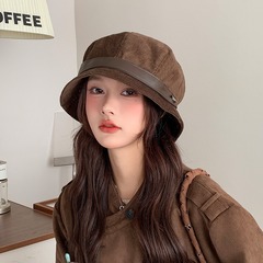 灯芯绒一帽多戴渔夫帽女秋冬季高品质气质礼帽日系文艺美拉德盆帽