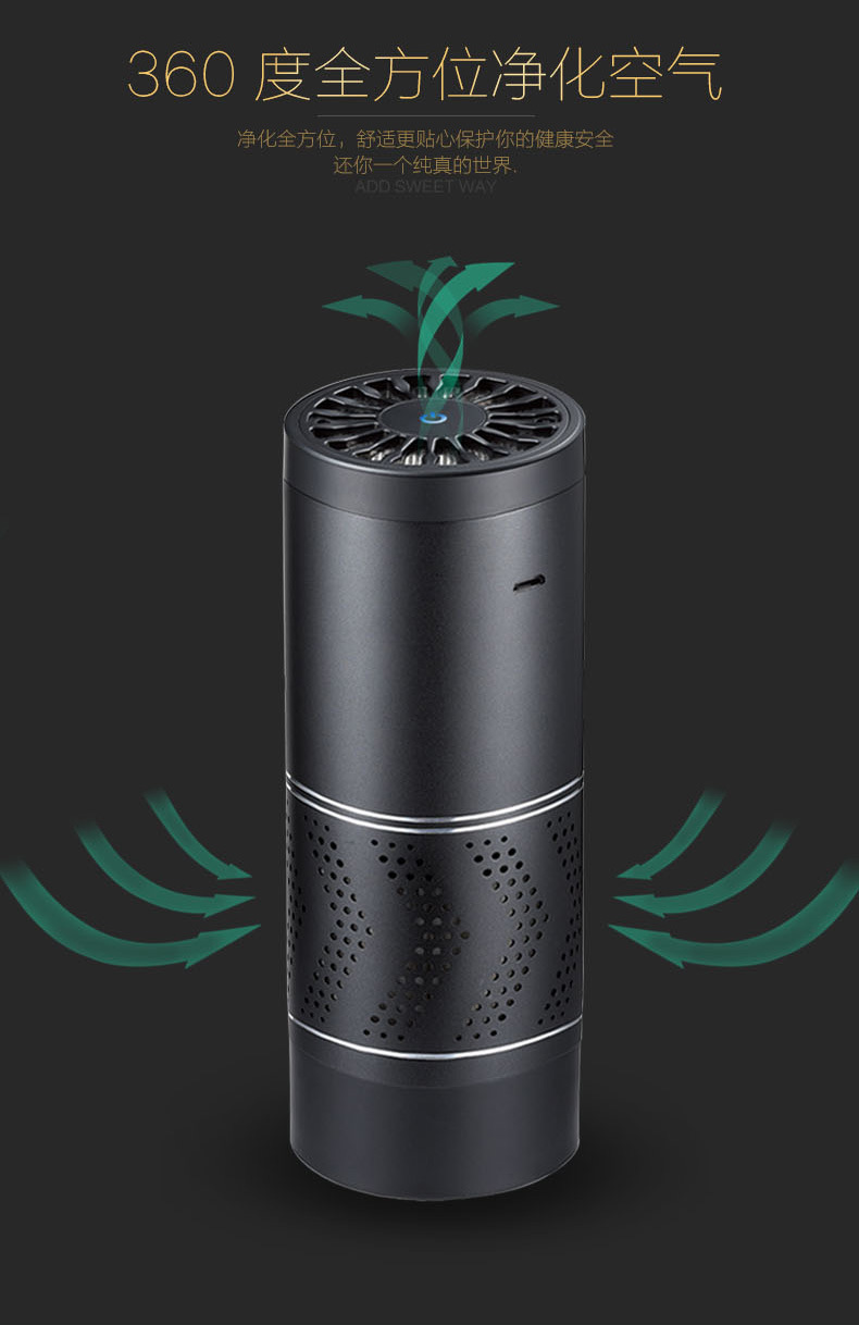 Cross-Border Factory Negative Ion Small Formaldehyde Removal and Disinfection Machine Hot and Cold Cup Car Air Purifier Gift Customization