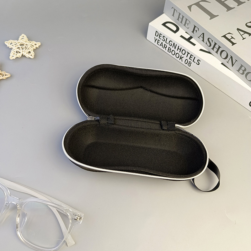 Negro gafas bolsa cremallera ligera gafas de sol bolsa de almacenamiento impreso logo gafas caja de almacenamiento