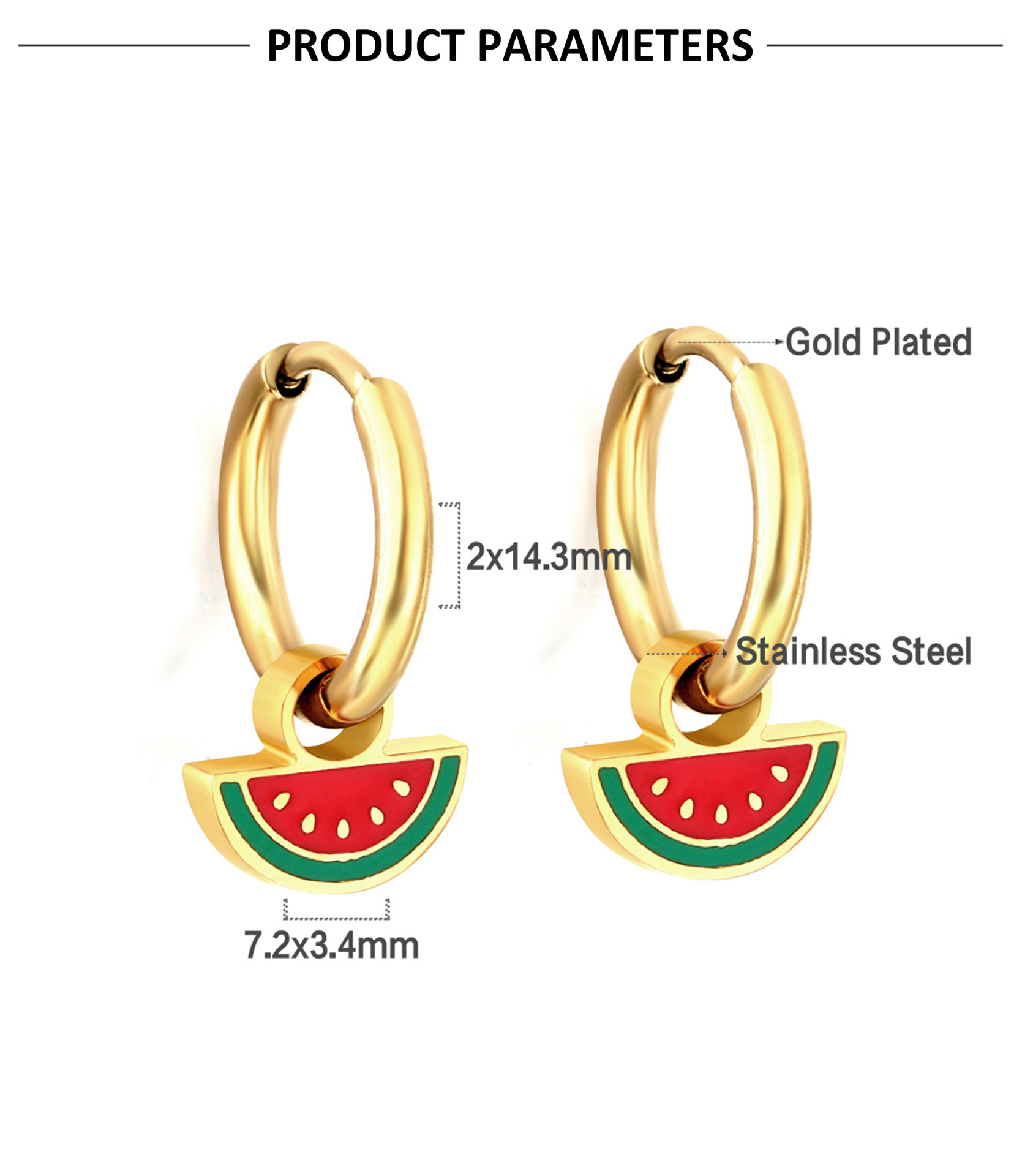 Drop Earrings Classification 1 Pair Sweet Simple Style Fruit Stainless Steel Fruit Plating Drop Earrings