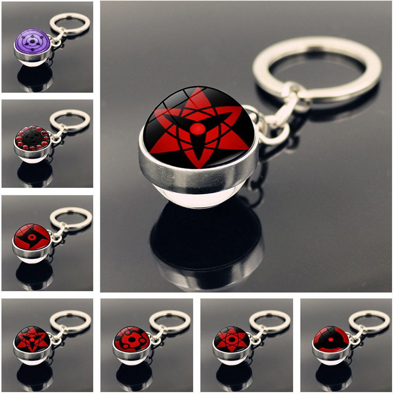 Naruto Sharingan Double-Sided Glass Ball Keychain Uchiha Rinnegan Anime Peripheral Pendant Naruto Sharingan Double-Sided Glass Ball Keychain Uchiha Rinnegan Anime Peripheral Pendant
