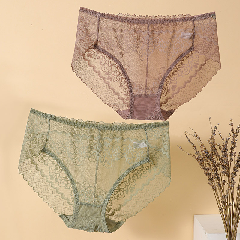 Xiaotianer 1003 mid-waist lace underwear sexy mesh hip perspective temptation ladies briefs