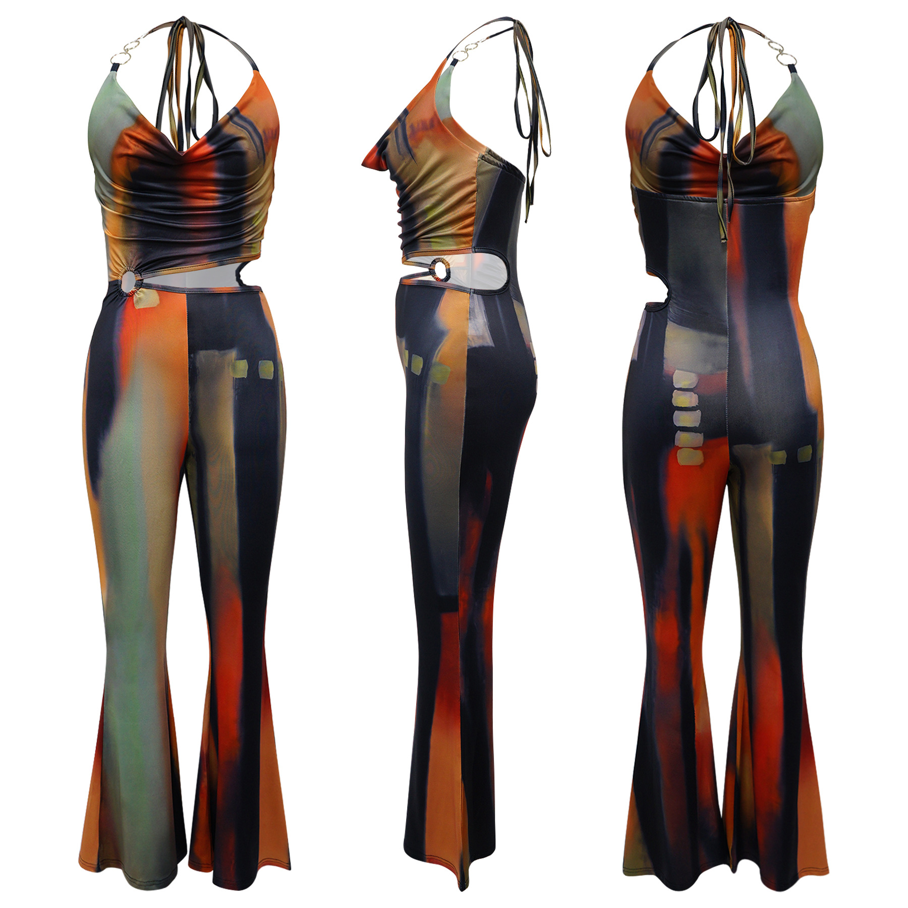 Damen Jumpsuit Mit Neckholder Und Taillengürtel Für Elegante Looks_voghion.com