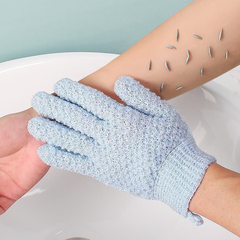 Guantes de baño Guantes de baño exfoliantes domésticos de doble cara de cinco dedos Potente artefacto de barro exfoliante para hombres y mujeres