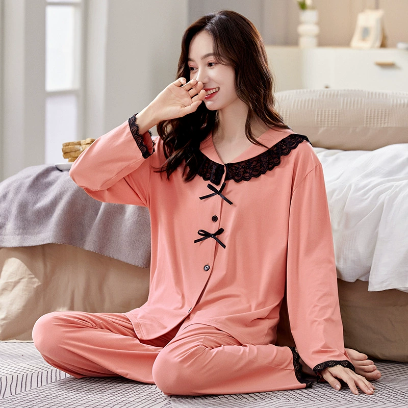 Pijama, long-sleeve, trousers, thin elastic set for leisure