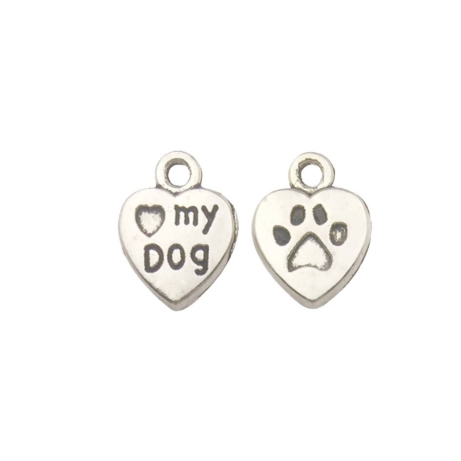 Venta caliente de fábrica 1 caniche plata Xizanga accesorios colgante DIY accesorios animales antiguos plata cachorro hueso pata
