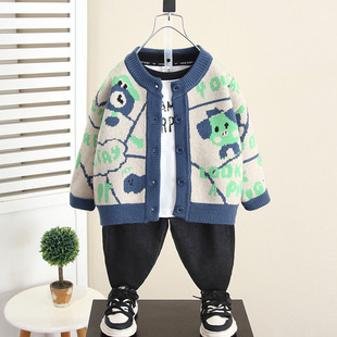 6325 Children's Sweater Cardigan Autumn Clothing 2025 New Boys Autumn Sweater Tops Baby Korean Top Autumn