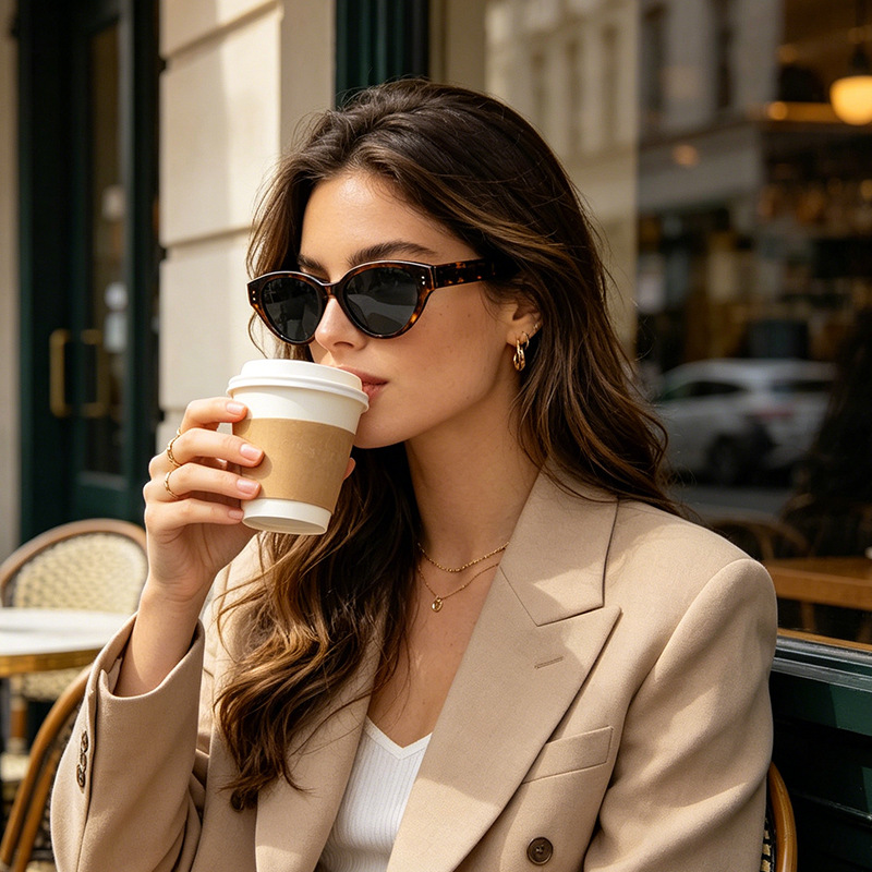 Yeni Polarize Erkek Güneş Gözlüğü Moda Tatil Tarzı Kedi Göz Çerçeve Güneş Gözlüğü Üstün Kalite UV Koruma Güneş Gözlüğü