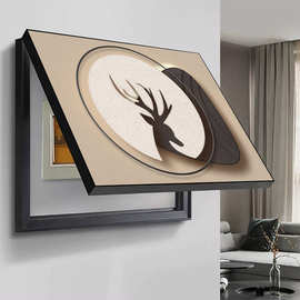 新款电表箱装饰画遮丑挂画电闸总开关配电箱壁画铝合金框数字油画