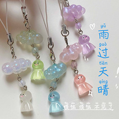 原創雨過天晴 韓國 晴天娃娃手機短鏈手工串珠可愛掛件ins風