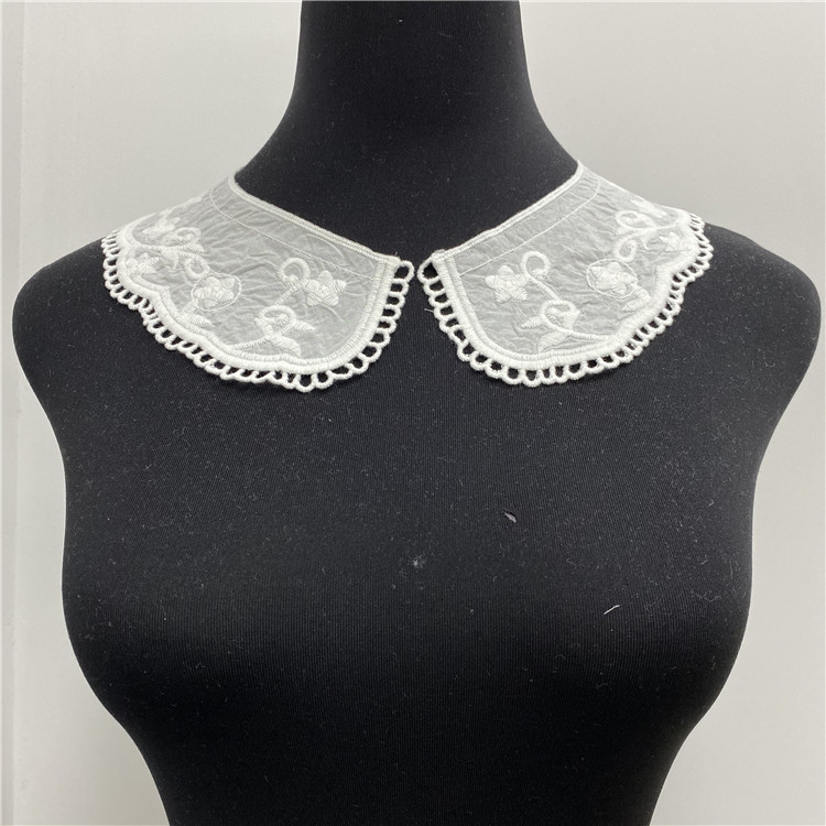 纯棉镂空打孔刺绣领花全棉刺绣水溶花边衣领蕾丝童装女装衬衣对领