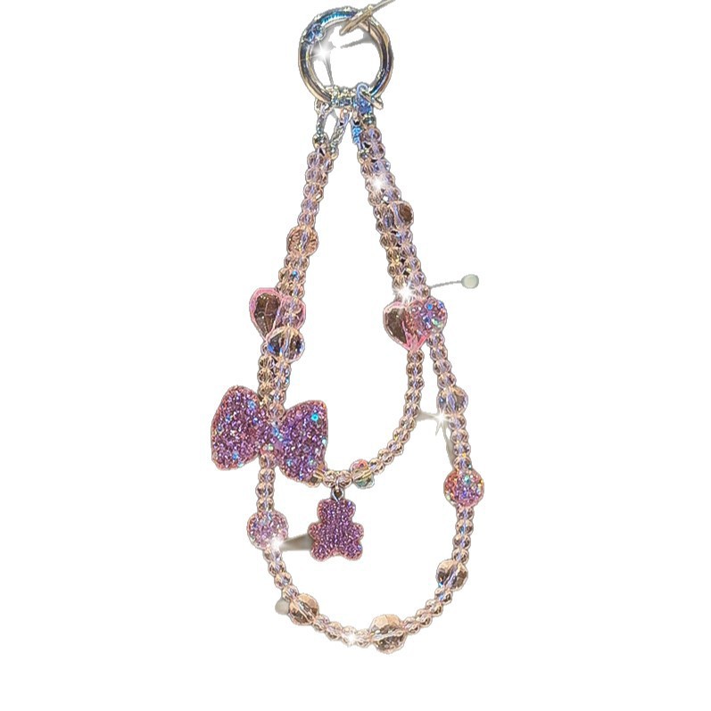 Bear Flexible verano fresco flash cadena de teléfono móvil ligera de lujo alta sensación bolsos de cristal colgante colgante cadena corta