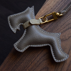 Original Schnauzer Dog Handmade Leather Car Key Holder Simple Black Uncommon Matchable Gift