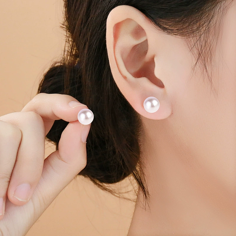 Серьги из серебра 925 пробы в корейском стиле, элегантные, простые, с жемчугом, универсальные круглые жемчужные серьги, подарок, акция, оптом