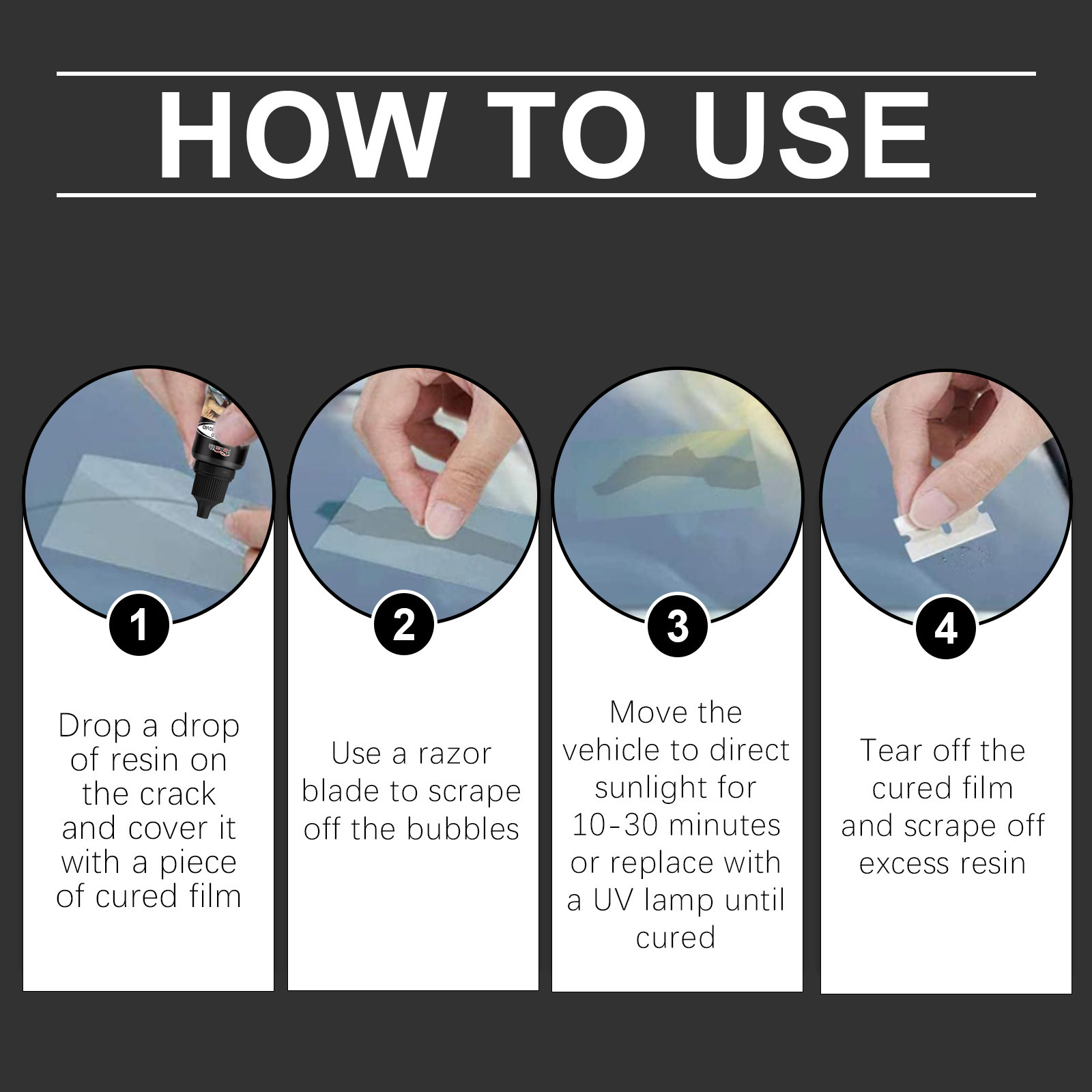 Hot-Selling Homonth Car Windshield Care Solution, Car Glass Cleaning and Crack Care Agent for Clear Vision