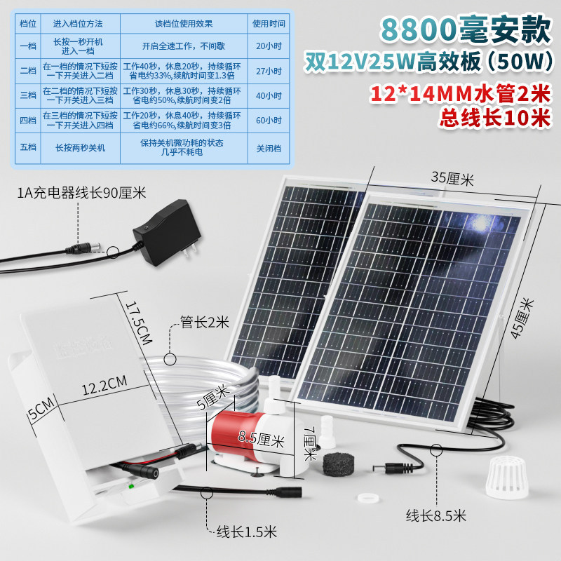 Bomba Sumergible Solar Pequeña 50W 12V de Plástico Reforzado con Ciclo de Filtrado para Fuente image 12