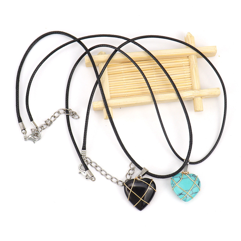 Retro Heart Shape Crystal Copper Plating Pendant Necklace 1 Piece