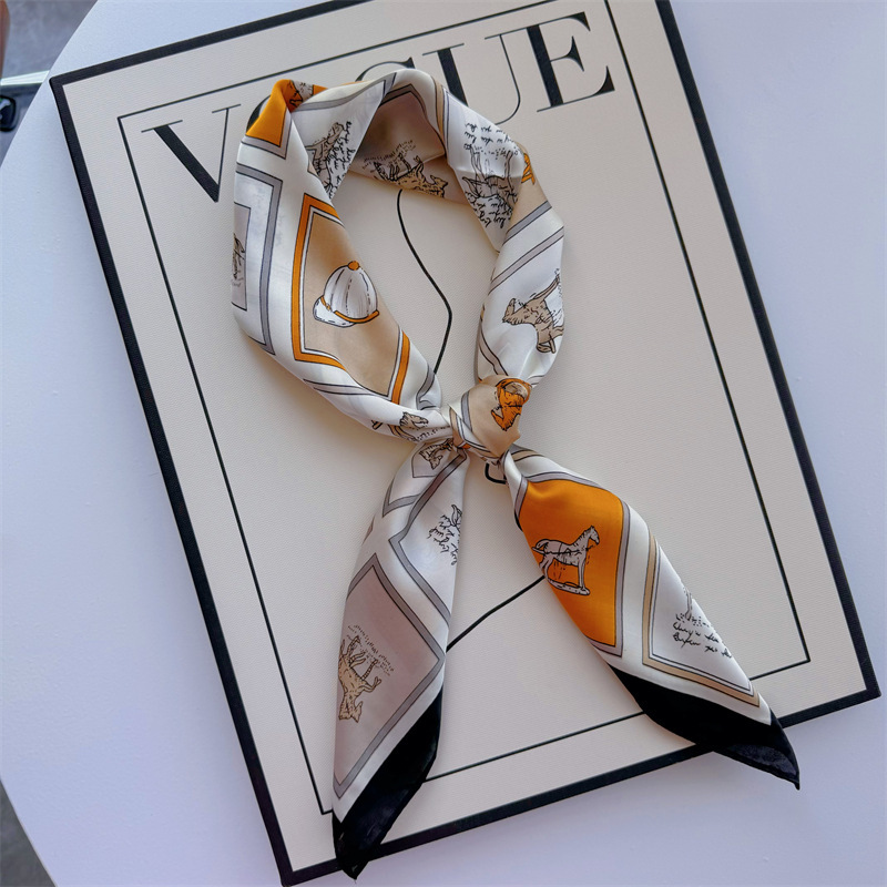 Bufandas de seda para mujeres primavera y otoño bufandas de moda para mujeres bufandas de cuello para maestros y empleados regalos de impresión de lujo ligero