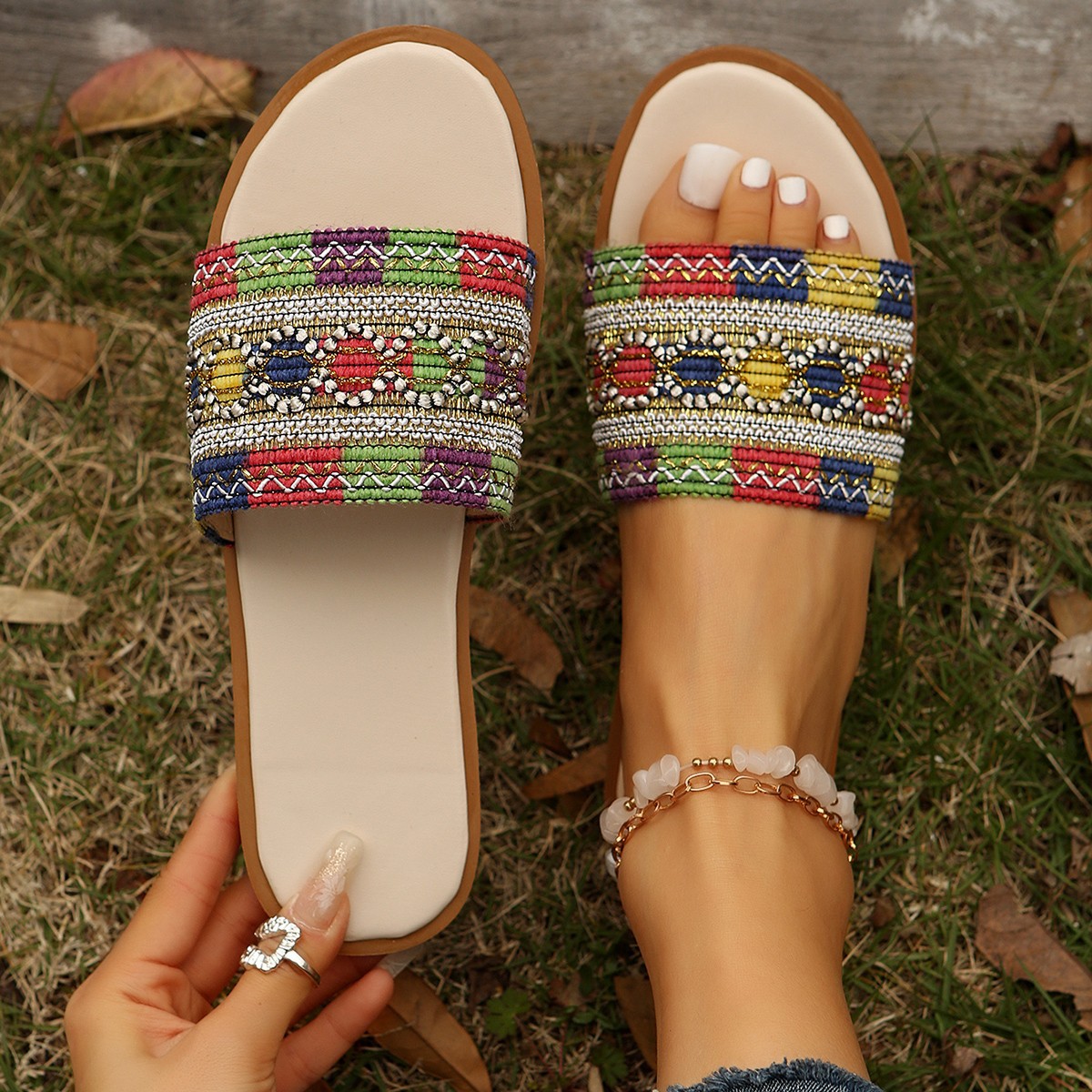 New European American Foreign Trade 2024 Summer Large-size Shoes, Flat Sandals, Simple And Versatile Women's Outdoor_vogvips.com