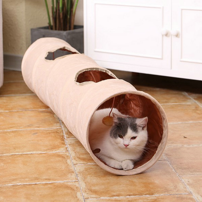 短毛绒猫钻洞猫隧道滚地龙猫窝猫咪玩具自嗨隧道猫咪用品猫通道