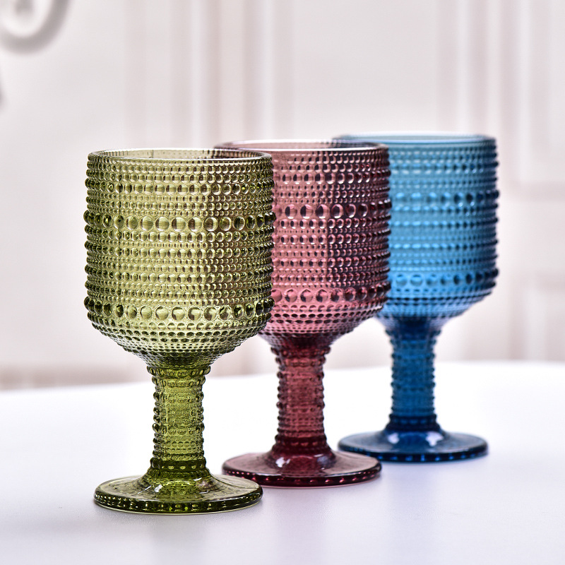 Creative glass cup, minimalist retro polka dot cup, home high-end glass handled colored water cup, wholesale