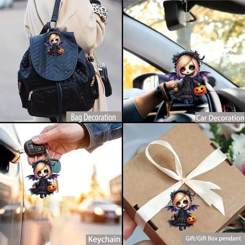 ハロウィーンの新しいアクリル魔女自動車ミラー装飾ペンダントクリスマスツリー装飾バックパック装飾|undefined