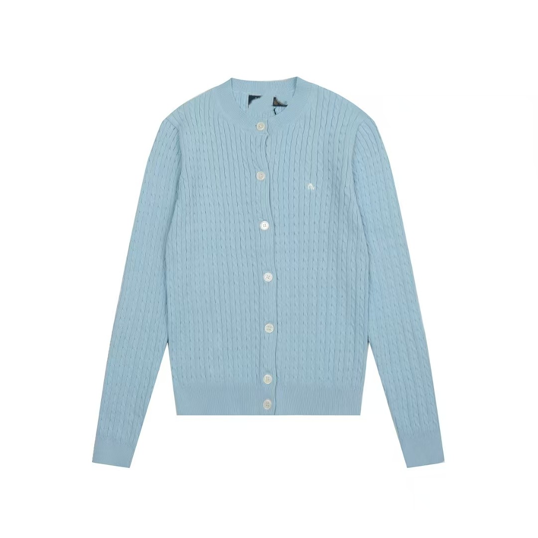 QRコードでスキャン可能〜国境を越えた貿易用RLラルフローレス刺繍入りベーシックで万能な麻編みニットカーディガン長袖