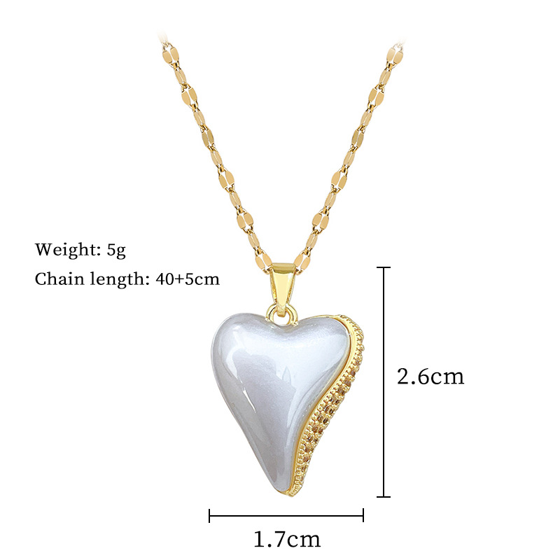 Collana elegante a cuore con perla e diamanti in acciaio_voghion.com