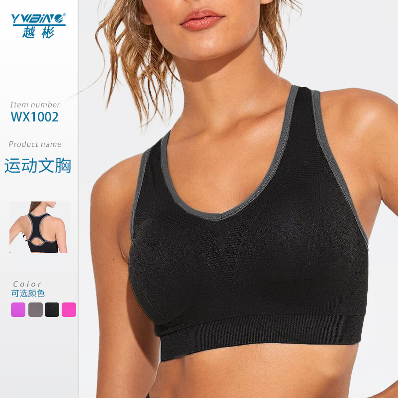 En stock europeo y americano Seamless fitness running BRA mujeres shockproof push up yoga chaleco belleza de alta resistencia espalda ropa interior deportiva